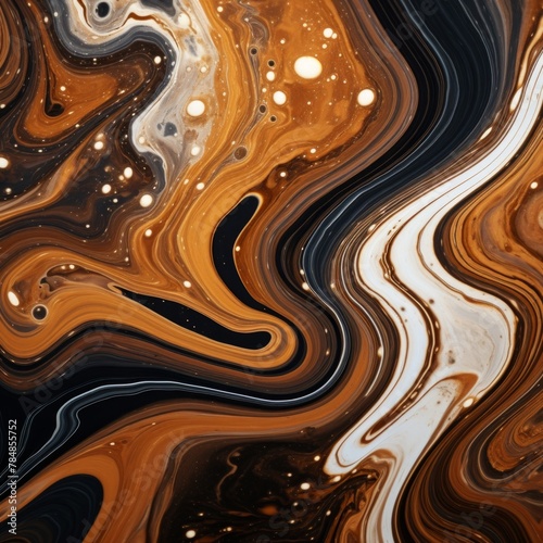 Black and brown swirly abstract abstract background, in the style of marble
