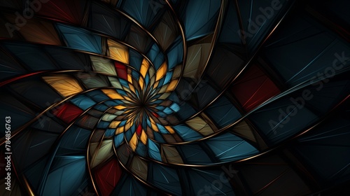 colorful abstract geometric pattern, in the style of dark, foreboding colors, focus stacking