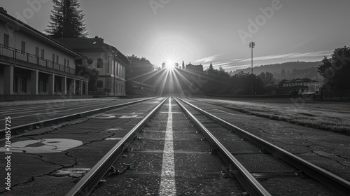 Railroad Tracks at Dawn