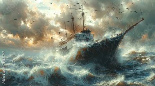 Ship in a Stormy Sea