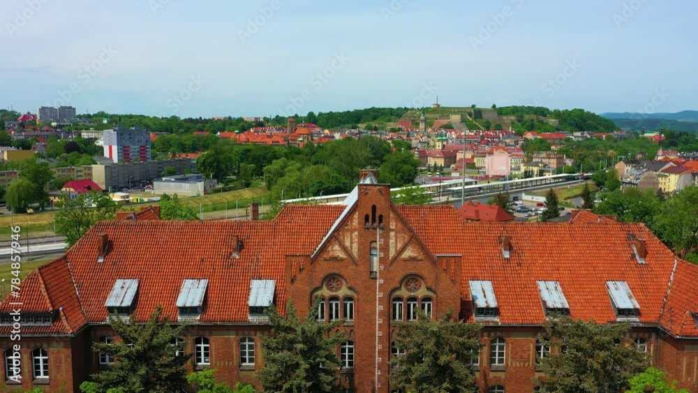 Railway Station Klodzko Stacja Kolejowa Aerial View Poland Railway Station Klodzko Stacja Kolejowa Aerial View Poland