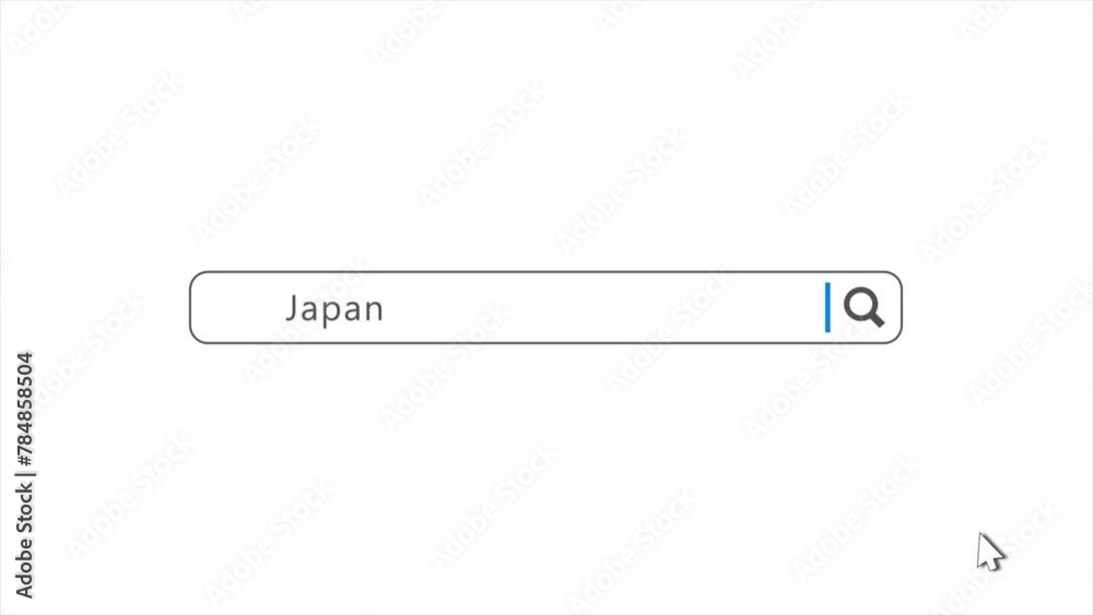 Japan in Search Animation. Internet Browser Searching