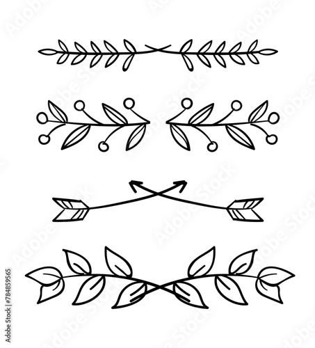 Collection of drawn ornamental elements