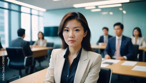 Professional, confident Asian business woman in office meeting room  © Gia