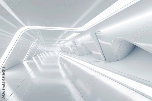Multi purpose background material: Commercial KV advertising background, minimalist and technological white space tunnel