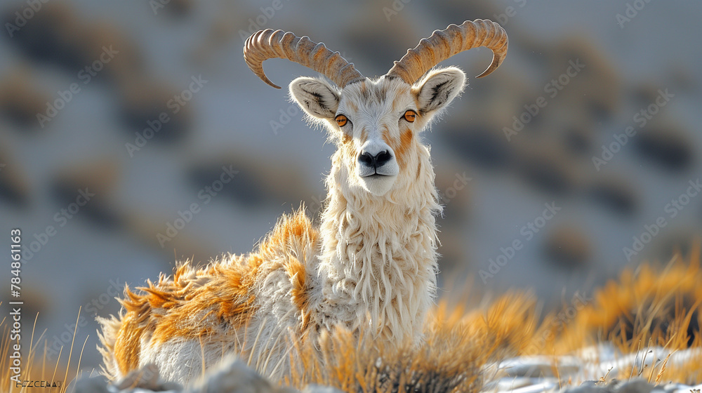 Horned Majesty: A mesmerizing portrait capturing the dignified essence of a male Markhor, its long, coiled horns a striking feature in the vast, untamed expanses of the Karakoram and Himalayas-1 Horned Majesty: A mesmerizing portrait capturing the dignified essence of a male Markhor, its long, coiled horns a striking feature in the vast, untamed expanses of the Karakoram and Himalayas-1