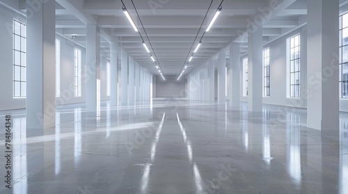 Multi purpose background material: Commercial KV advertising background, minimalist and technological white space tunnel