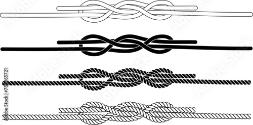 Outline silhouette Reever Knot rope icon set