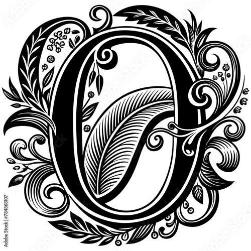 vintage calligraphy letter o