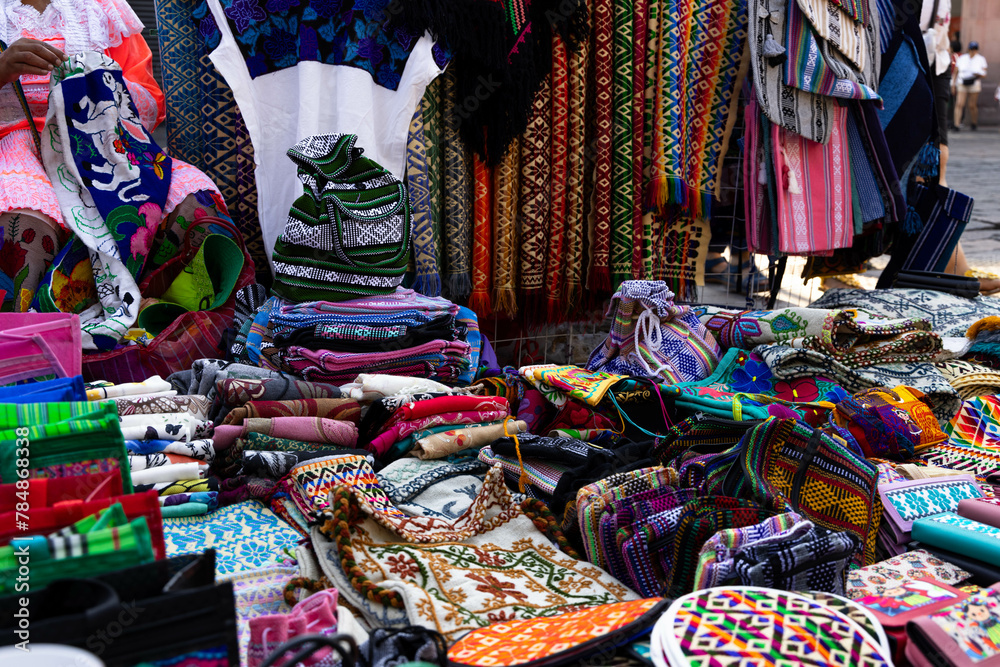 beautiful colorful handmade crafts in the city center