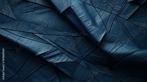 blue fabric made of a pattern of square, dark blue and black contours background
