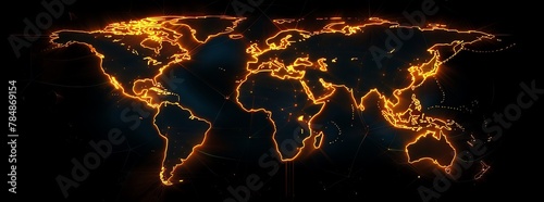 black solid background, a world neon lighted world in middle #784869154