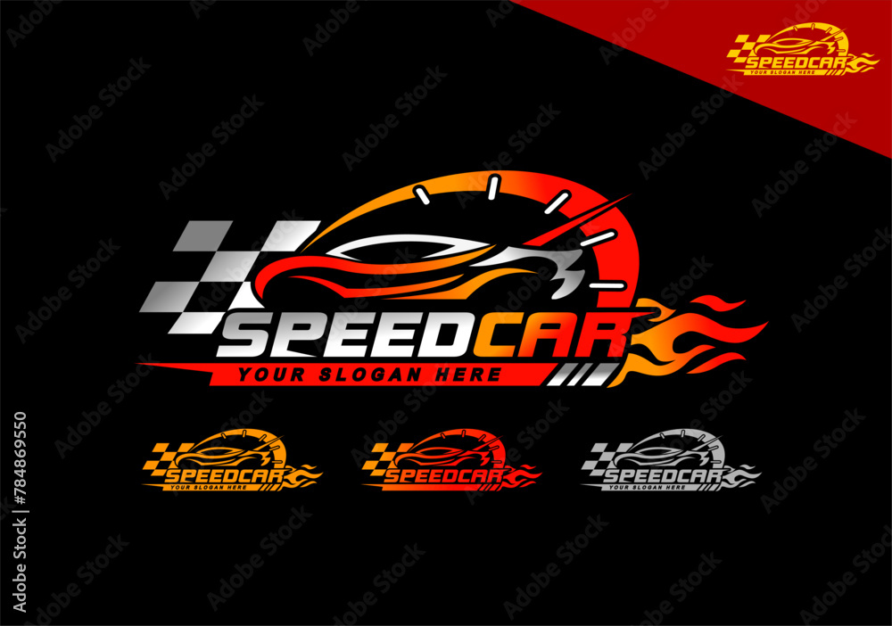 car speedometer logo design template on black background car speedometer logo design template on black background