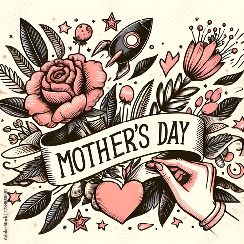 Happy Mothers day typography design.