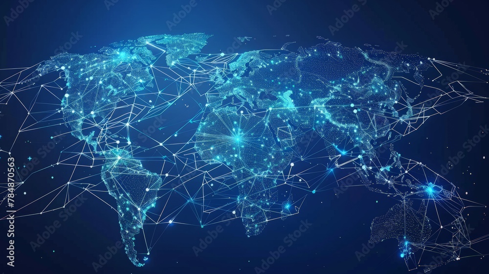 Global network security, World map. Vector illustration