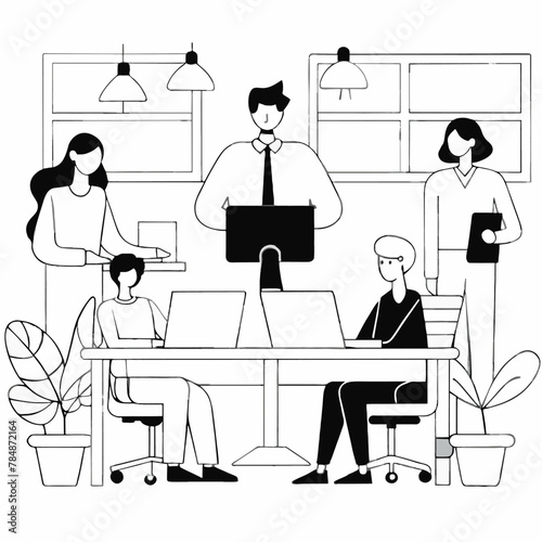 Modern Office Life: Professionals Working Together at a Shared Desk © Prashant