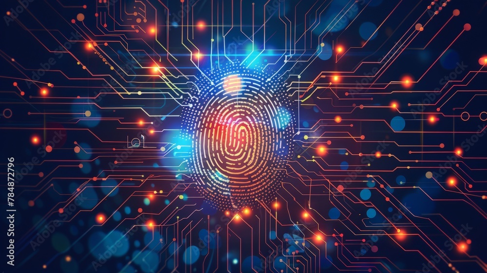 Fototapeta premium abstract security system concept with fingerprint on technology background.