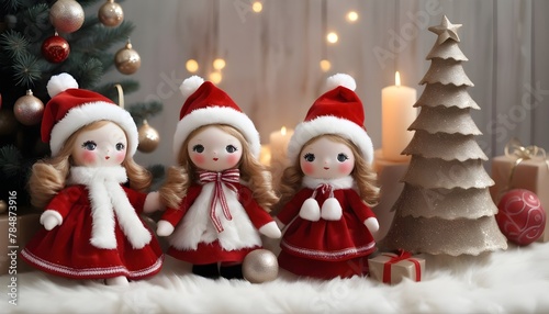 Christmas dolls, New Year& x27;s interior decoration photo