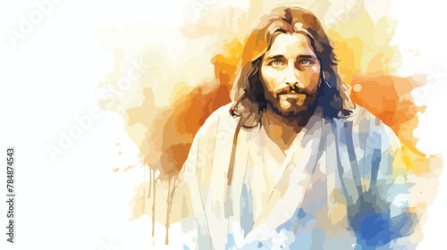Watercolor hand drawn sketch of Jesus in vector illustration