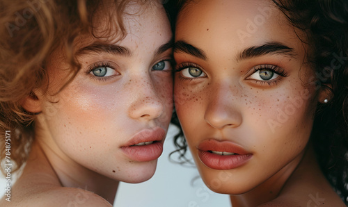 Mixed Race Models with Pink Eyeshadow