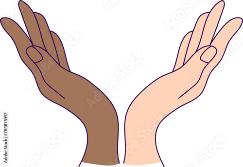 다문화 다양한 인종 손 모양 벡터 일러스트 (GLOBAL HANDS VECTOR ILLUSTRAION)