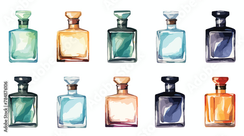 Watercolor illustration of a men perfume glass bott