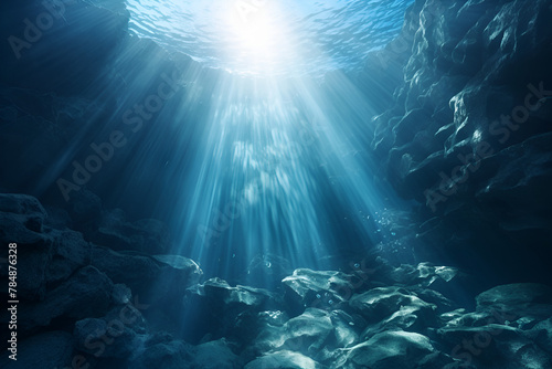 Deep Sea Abyss with Blue Sunlight