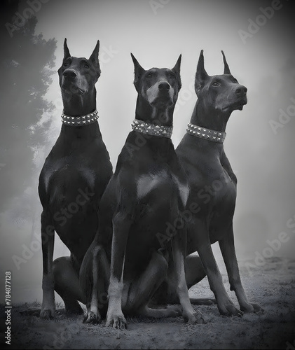 Bild auf Leinwand Three Doberman Pinscher
