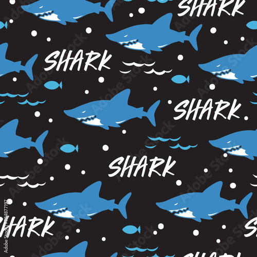 Ocean Terror Dangerous Shark Abstract Motif