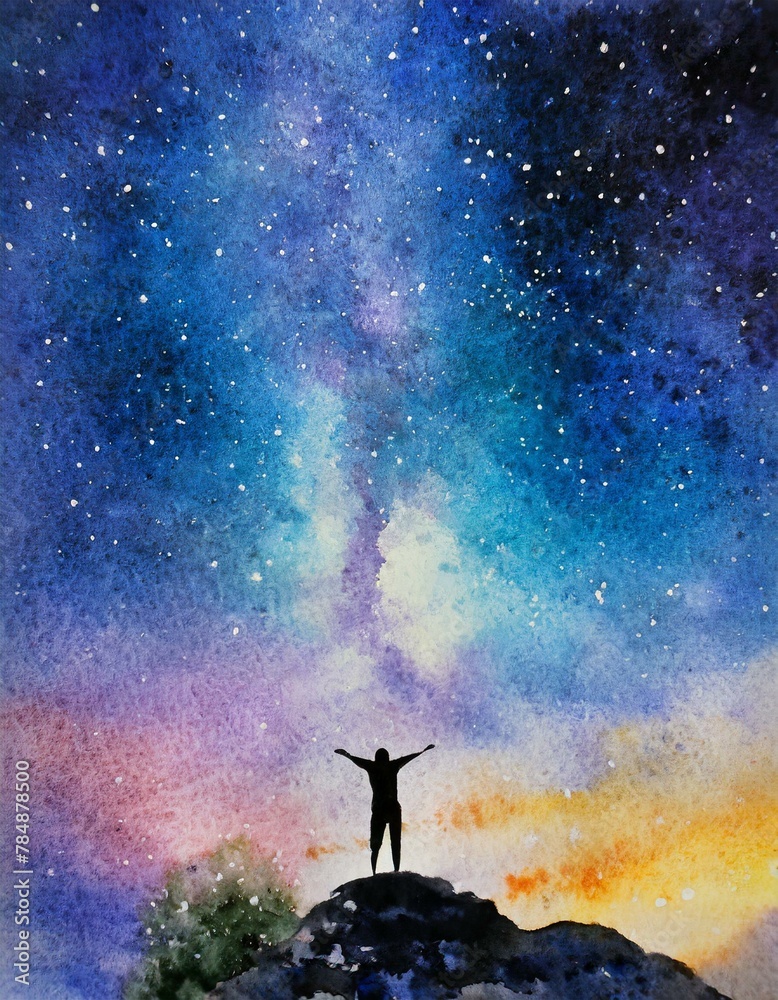 Fototapeta premium Watercolor style illustration background inspired by beautiful time.
