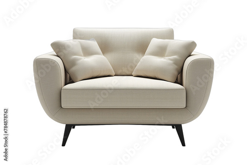 Elegant modern armchair with two pillows isolated on white background 3D rendering