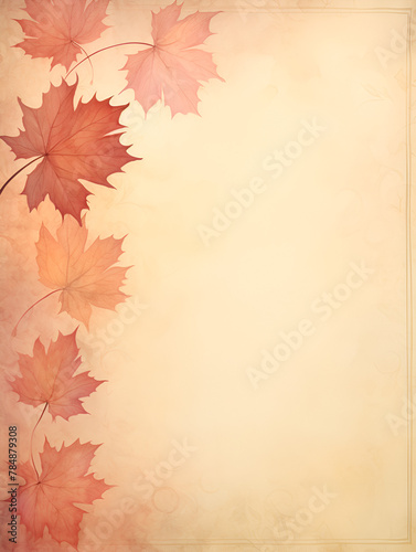 Vintage Maple Leaf Watercolor Page Border