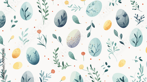 Watercolor pattern of Easter hunt. Hand painted egg