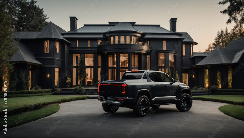 Concept Hybrid Pick Up in Driveway