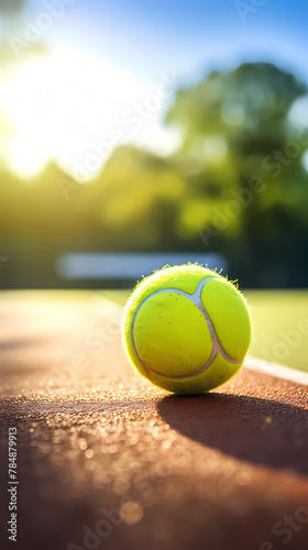 Close-up of a tennis ball on the tennis court © jiejie