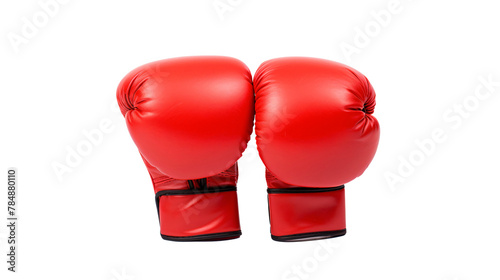 Pair of red boxing gloves isolated on transparent background © The Stock Guy