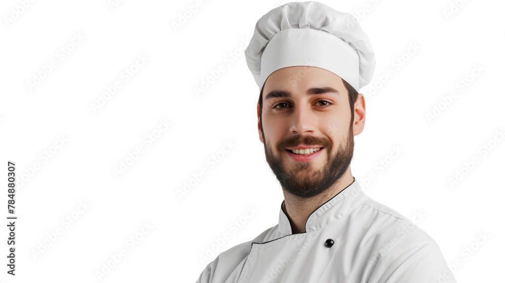 Smiling male chef close up face, isolated on transparent background Smiling male chef close up face, isolated on transparent background