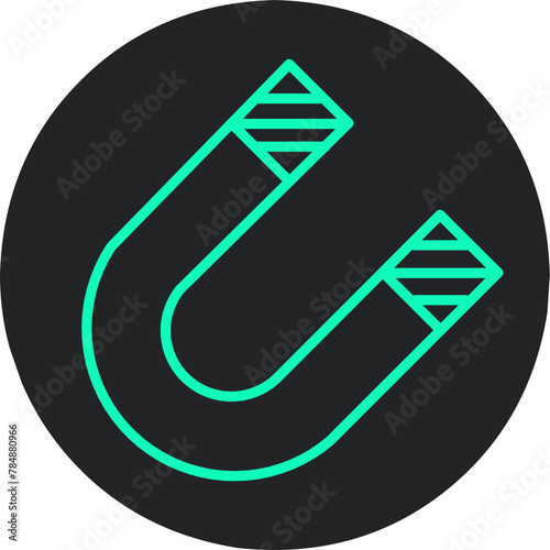 Magnetic field flat line vector icon illustration