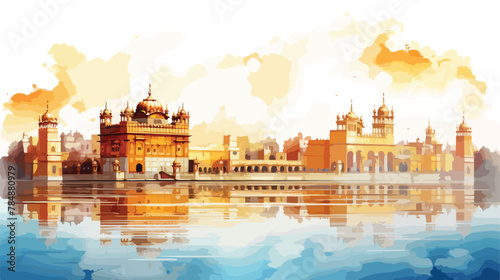 Watercolor sketch of Golden Temple Amritsar Punjab