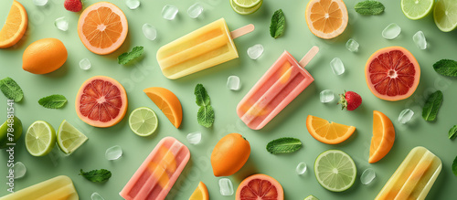 Popsicle pattern summer background with popsicles