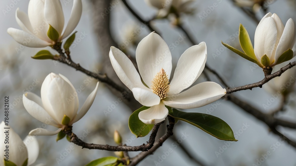 Obraz premium Magnolia flower on a branch close up