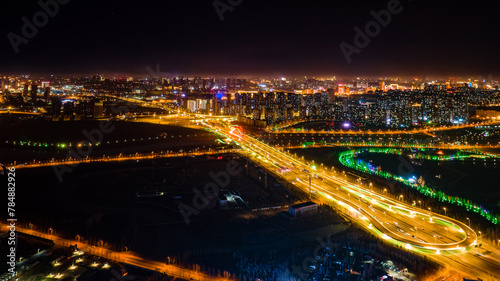 Night view of the new city in southern Changchun, China