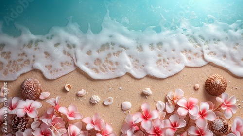 Background with light beach flowers as decoration top view © Grewon