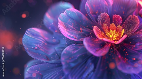 Close-up, flower concept, inspired by auroras, polar colors dance, night's magic light