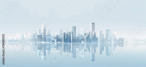Blue gradient flattens the background of business technology landmark building