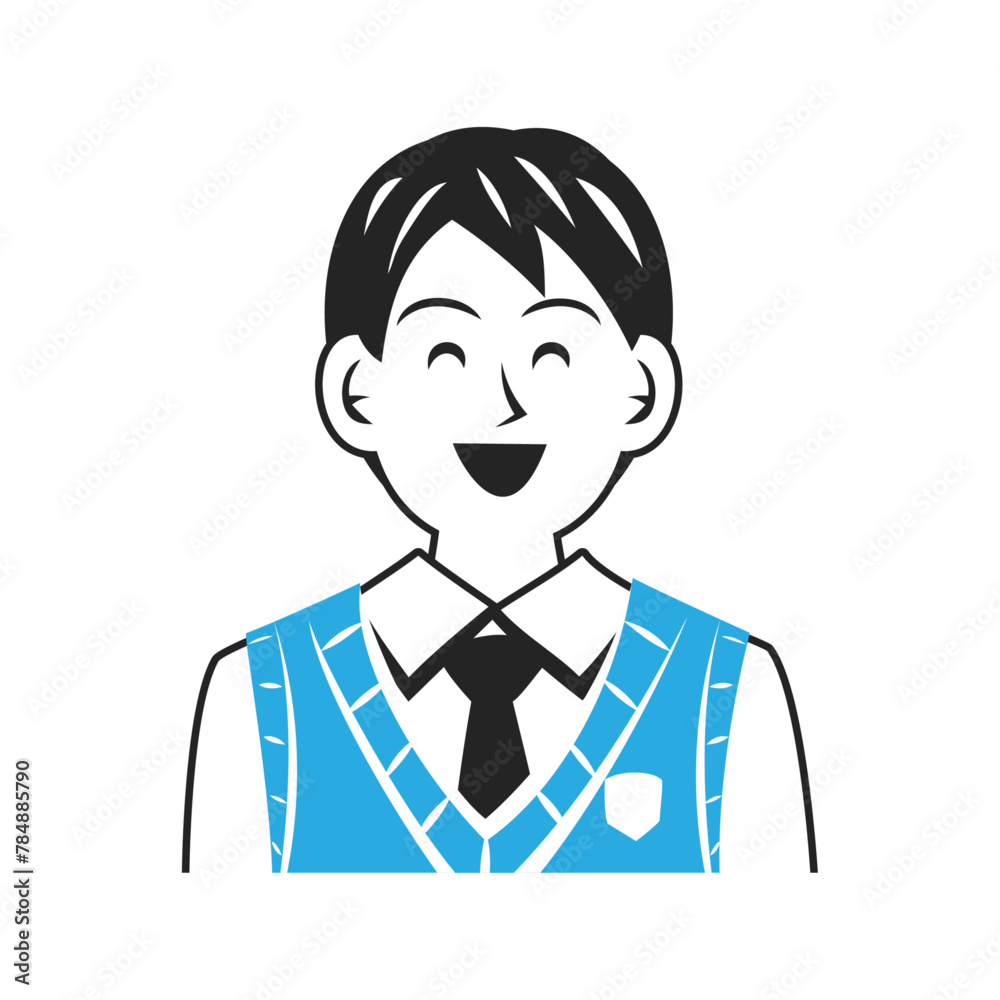 ベストを着た笑顔の中学生の顔。シンプルなベクターイラスト。
Face of a smiling middle school student wearing a vest. Simple vector illustration. ベストを着た笑顔の中学生の顔。シンプルなベクターイラスト。
Face of a smiling middle school student wearing a vest. Simple vector illustration.