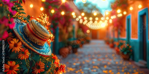 Vibrant Cinematic Mexican Fiesta: Celebrating May 5th with a Bright and Festive Background photo