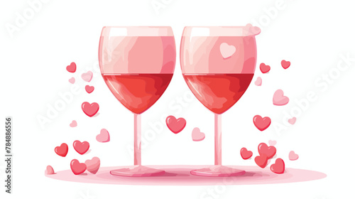 Wedding glasses 3d vector illustration. Champagne o