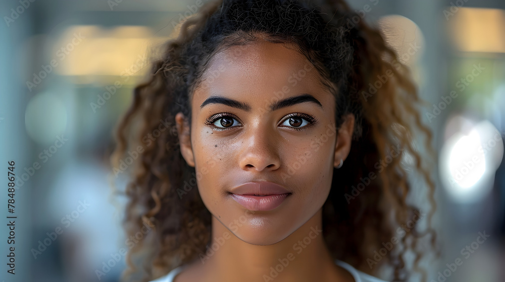 Black Woman with Curly Hair - Professional Biomedical Engineer Portrait in Cinematic Office Lighting Black Woman with Curly Hair - Professional Biomedical Engineer Portrait in Cinematic Office Lighting
