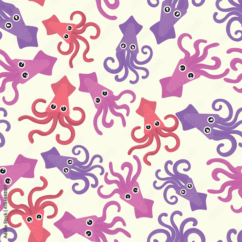 SEAMLESS PATTERN OF CUTTLE FISH IN VECTOR SEAMLESS PATTERN OF CUTTLE FISH IN VECTOR